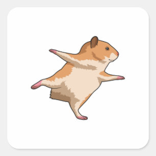 Hamster van Yoga Stretching Legs Vierkante Sticker
