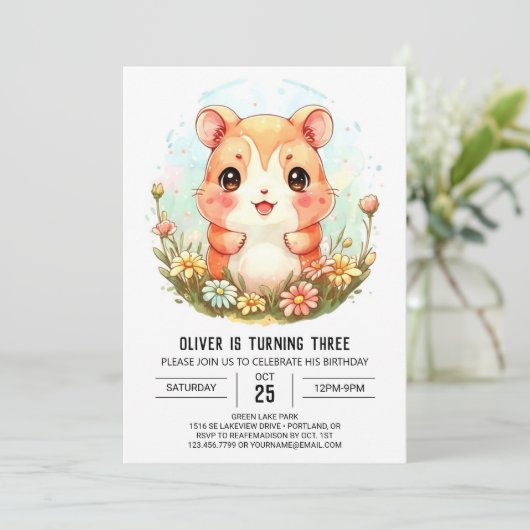 Hamster Verjaardag in Boho Style Kaart (Staand voorkant)