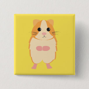 Hamster Vierkante Button 5,1 Cm