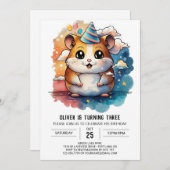 Hamster Vrienden Speelse Verjaardag Kaart (Voorkant / Achterkant)