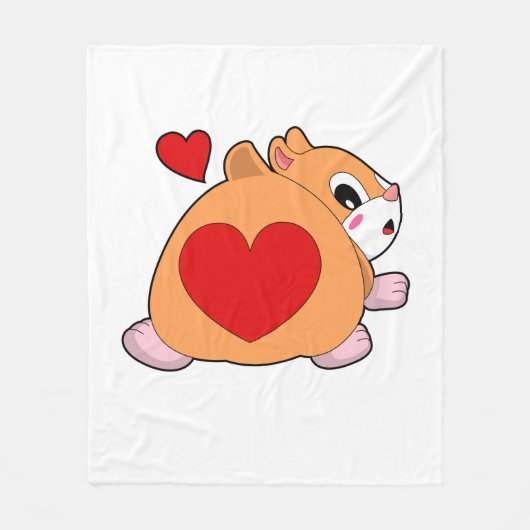 Hamster with Heart Fleece Deken (Voorkant)
