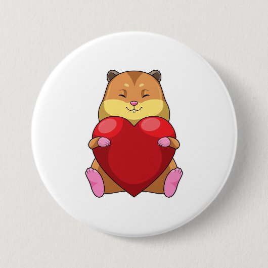 Hamster with Heart Ronde Button 7,6 Cm (Voorkant)