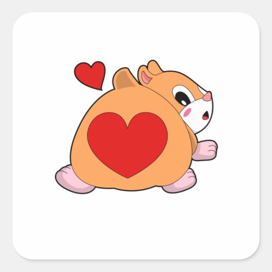 Hamster with Heart Vierkante Sticker (Voorkant)