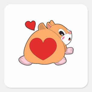 Hamster with Heart Vierkante Sticker