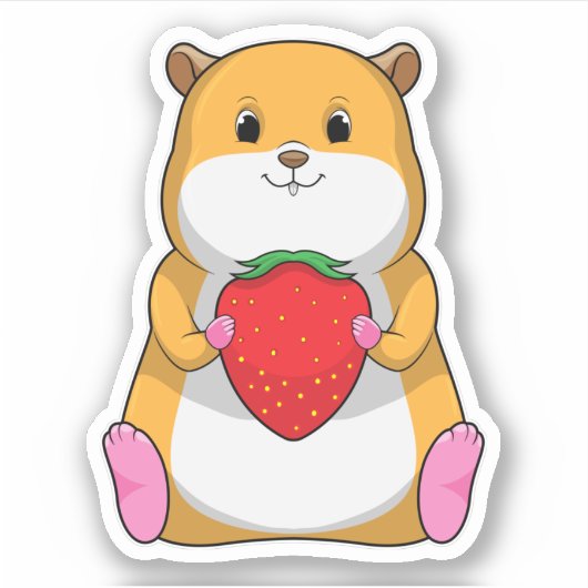 Hamster with Strawberry Sticker (Voorkant)
