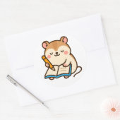 Hamster Writing in a Journal Ronde Sticker (Envelop)