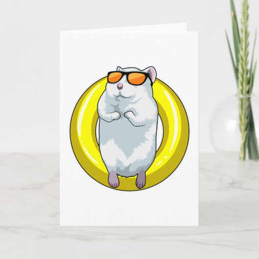 Hamster zwemt met zwemband kaart (Voorkant)