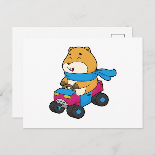 Hamsterauto Briefkaart (Voorkant / Achterkant)