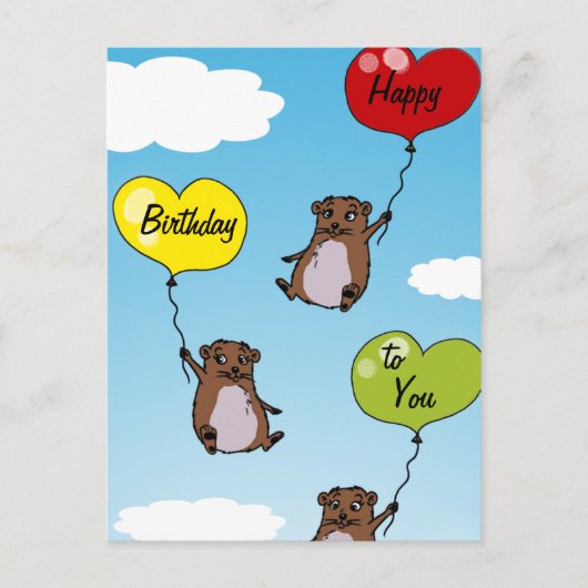 Hamsterballonnen, Happy Birthday voor jou Briefkaart (Voorkant)