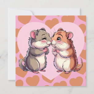 Hamsters Zoenende Valentijnsdag Hartjes Liefde Kaa Feestdagenkaart