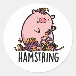 Hamstring Funny Pig Pun Ronde Sticker