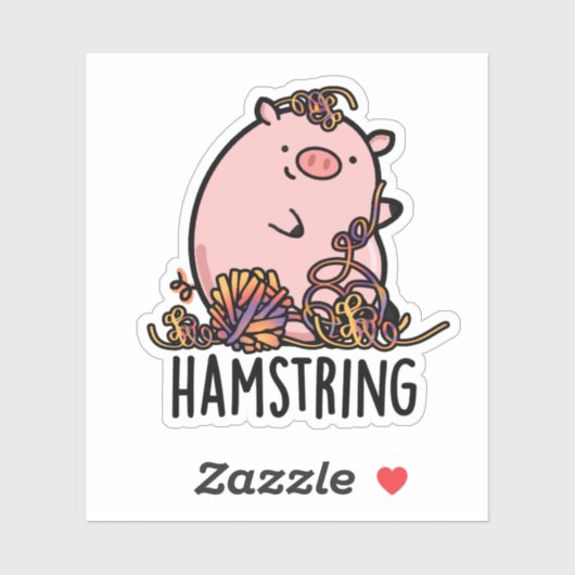 Hamstring Funny Pig Pun Sticker (Vel)