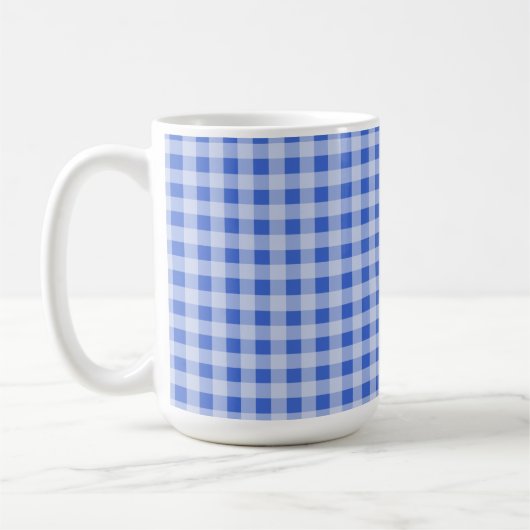 Han Blue Gingham; Gecontroleerd Koffiemok (Links)