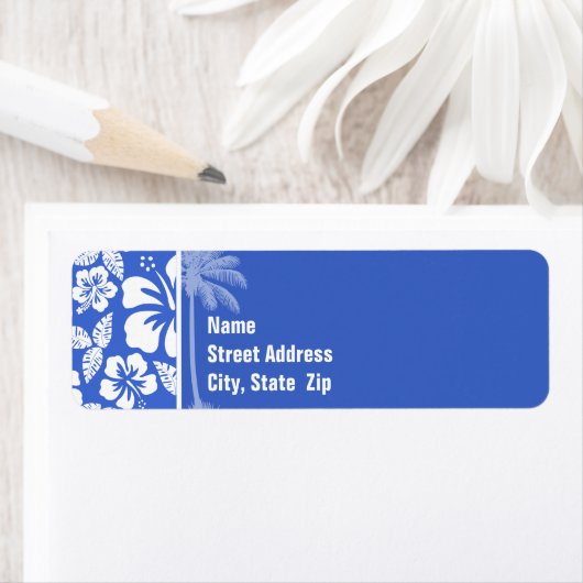 Han Blue Hawaiian Tropical Hibiscus; Palm Etiket (Insitu)