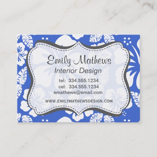 Han Blue Hawaiian Tropical Hibiscus Visitekaartje (Voorkant)