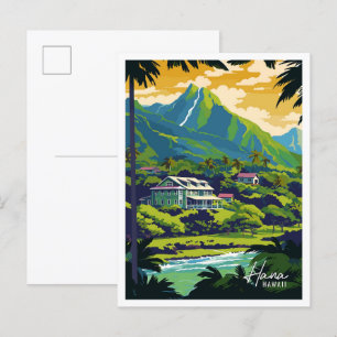 Hana Hawaii Art vintage reisillustratie Briefkaart