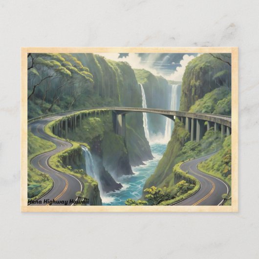 Hana Highway Hawaii Vintage reizen Briefkaart (Voorkant)