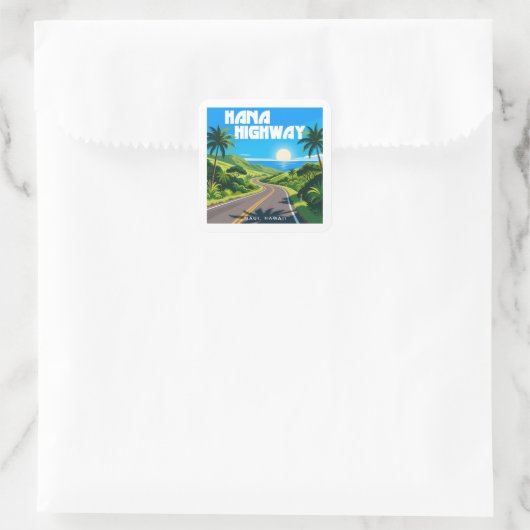Hana Highway Maui Hawaii landschap Vierkante Sticker (Tas)