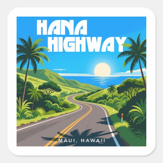Hana Highway Maui Hawaii landschap Vierkante Sticker (Voorkant)