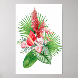 Hana hou! (Witte) Hawaïaanse Bloem Arrangement Poster