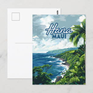 Hana Maui Hawaii Road to Hana Beach Coast Retro Briefkaart