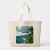 Hana Maui Hawaii Road to Hana Beach Coast Retro Grote Tote Bag (Achterkant)