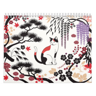 Hanafuda Cats – 12 maanden van Japan muurkalender Kalender