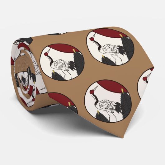 Hanafuda "Matsu-ni-tsuru" Stropdas (Opgerold)