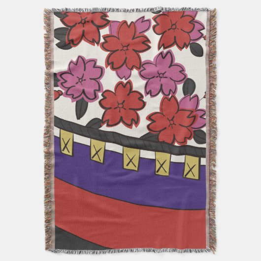 Hanafuda "Sakura-ni-maku" Deken (Voorkant Verticaal)