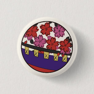 Hanafuda "Sakura-ni-maku" Ronde Button 3,2 Cm