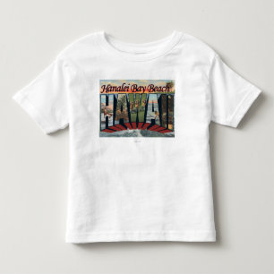 Hanalei Bay Beach, Hawaii - grote lettertjes Kinder Shirts