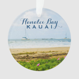Hanalei Bay Boats, Kauai Hawaii 2 Foto Ornament