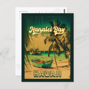 Hanalei Bay Hawaii Palmbomen Souvenir 60s Briefkaart