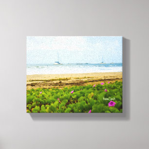 Hanalei Bay Kauai Hawaii Beach & Boats Canvas Afdruk