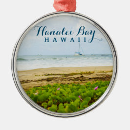 Hanalei Bay Kauai Hawaii Beach & Boats Metalen Ornament