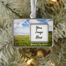 Hanalei Bay Kauai Hawaii Beach Verzilverd Kader Ornament