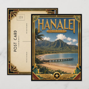 Hanalei Hawaï Vintage Art Deco Gouden Tijdperk Briefkaart