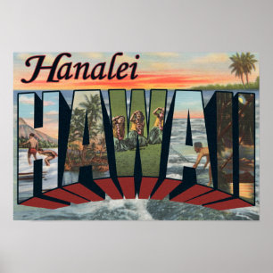 Hanalei, Hawaii - Grote letterscènes Poster
