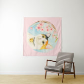 Hanami | Waterverf Calico Cat en Cherry Blossom Wandkleed (In Situ (horizontaal))
