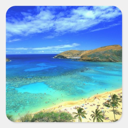 Hanauma Bay Beach Aloha! Vierkante Sticker (Voorkant)