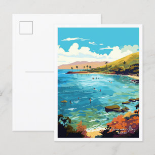 Hanauma Bay Hawaii Art vintage reisillustratie Briefkaart