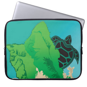 Hanauma Bay Hawaii Green Zee Turtle Laptop Sleeve