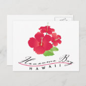 Hanauma Bay Hawaii - Rode Hibiscus Bloem Briefkaart (Voorkant / Achterkant)