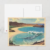 Hanauma Bay Hawaii Vintage Reizen Briefkaart (Voorkant / Achterkant)