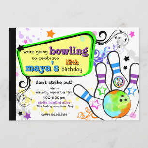 Hanche et invitation colorée de bowling