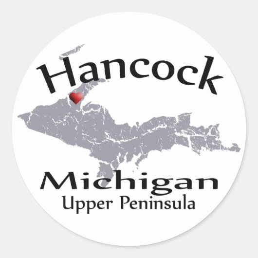 Hancock Michigan Hart Kaart Design Sticker (Voorkant)