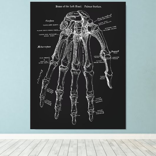 Hand Anatomie Grote Canvas Muur Art 36x48" (Insitu (Houten vloer))