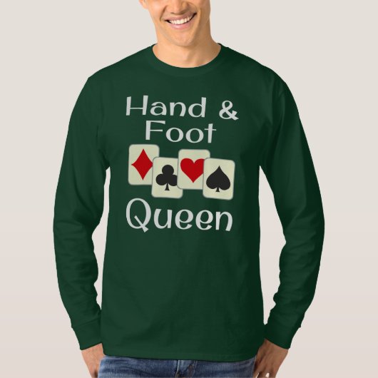 Hand and and Foot Queen Kaart Game Champion T-shirt (Voorkant)