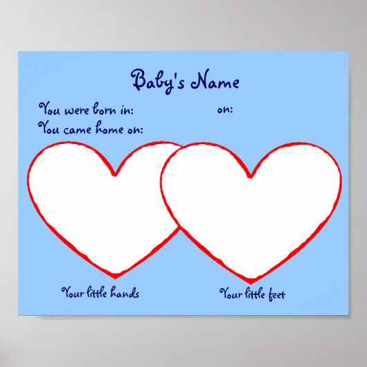 Hand and Foot Print poster for Adopted Child blue (Devant)