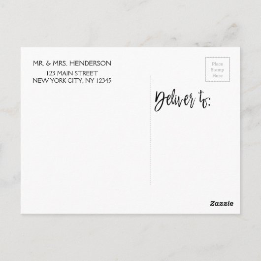 Hand beletterd script bruiloft dank u fotokaart briefkaart (Achterkant)